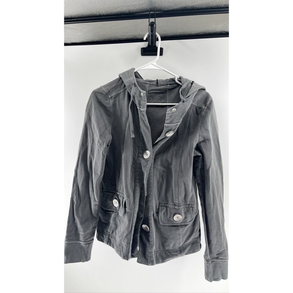PrAna Women's Gray Hooded Zip Utility Jacket Coat S